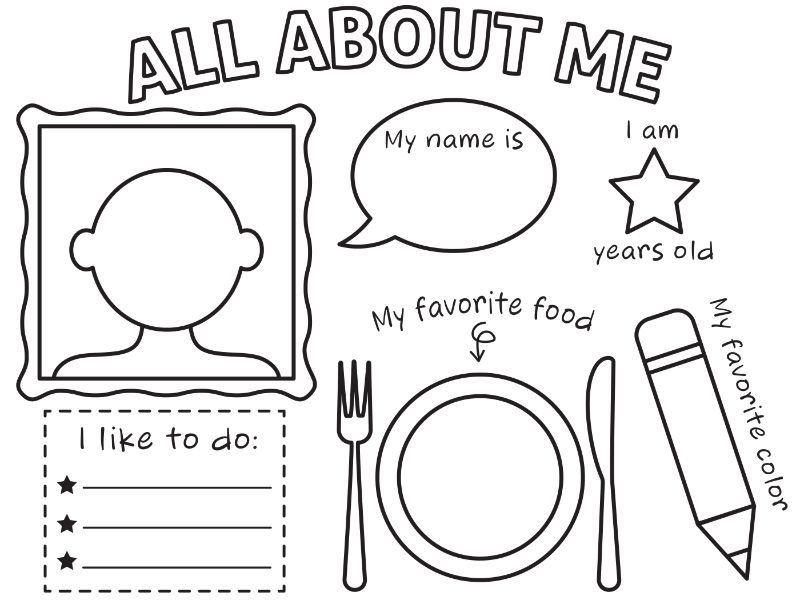 All About Me Coloring Page