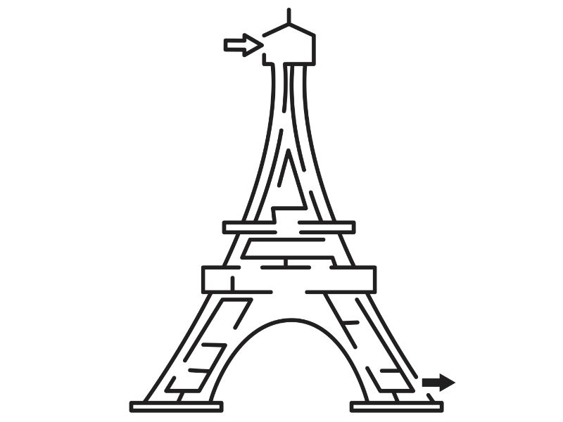 Maze Eiffel Tower Coloring Page