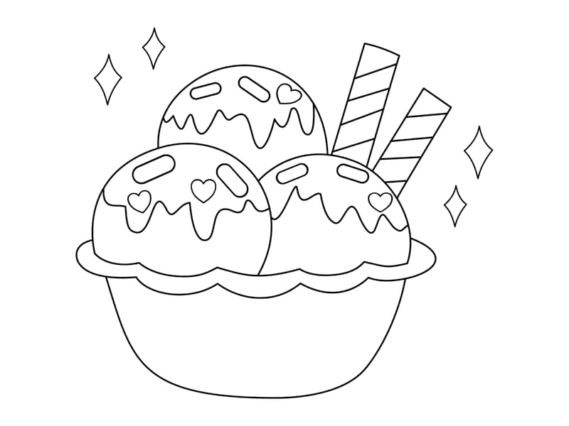 Ice Cream Sundae Coloring Page