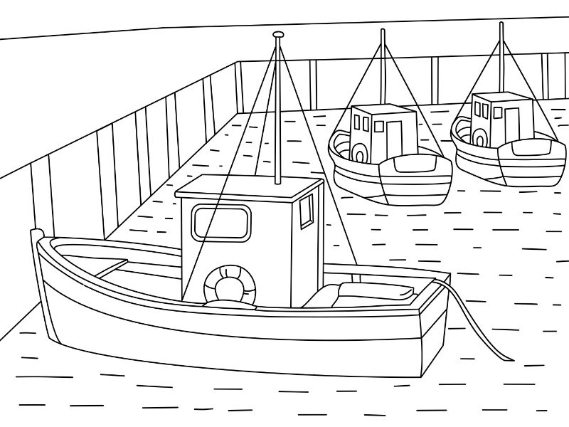 Fishing Boats Coloring Page