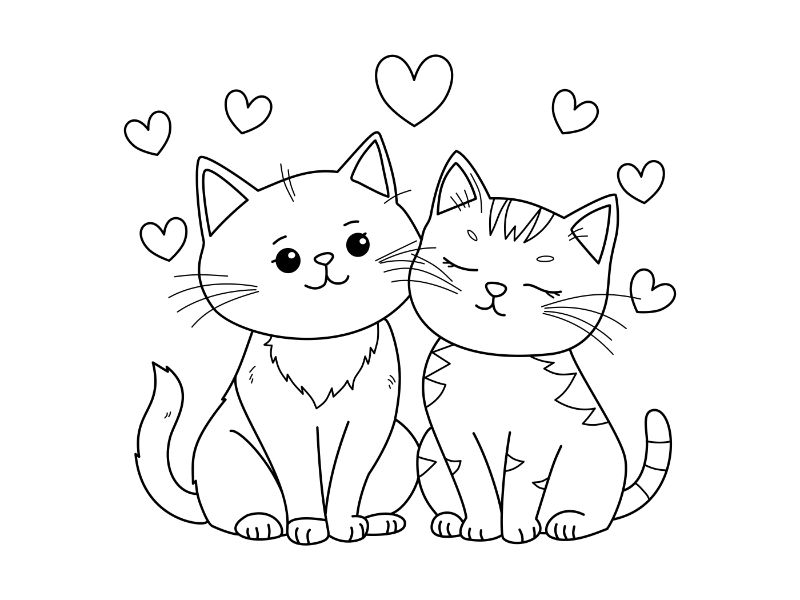 Cats Coloring Page