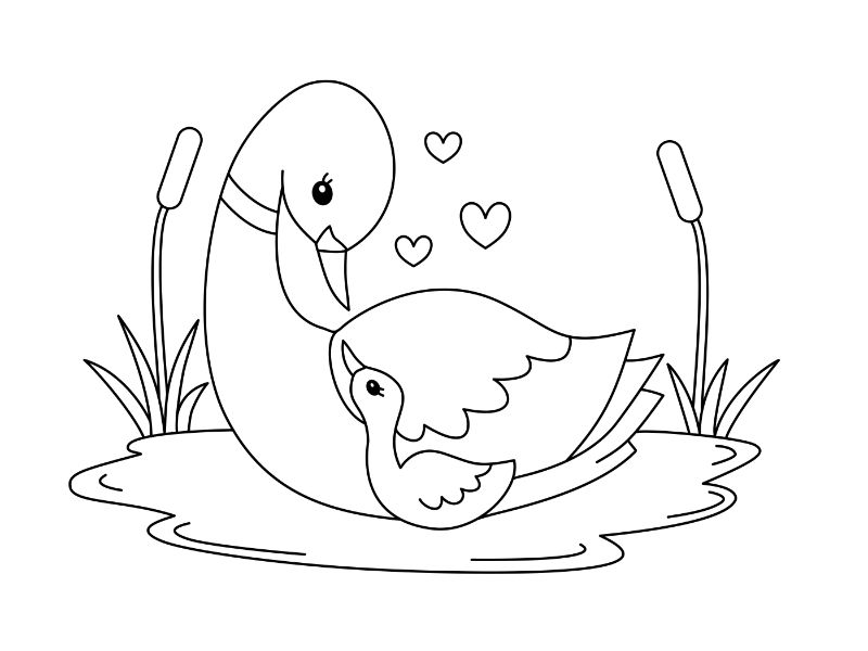 Duck Mom Coloring Page