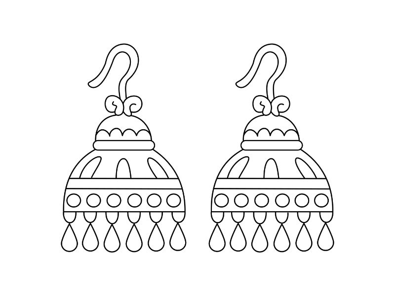 Jhumka Earrings Coloring Page