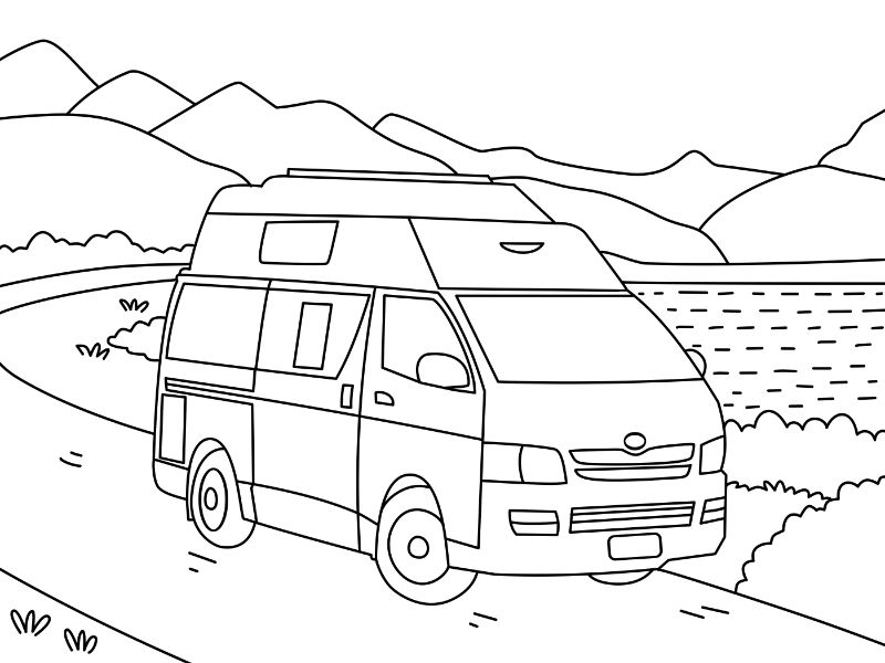 Camper Van Coloring Page