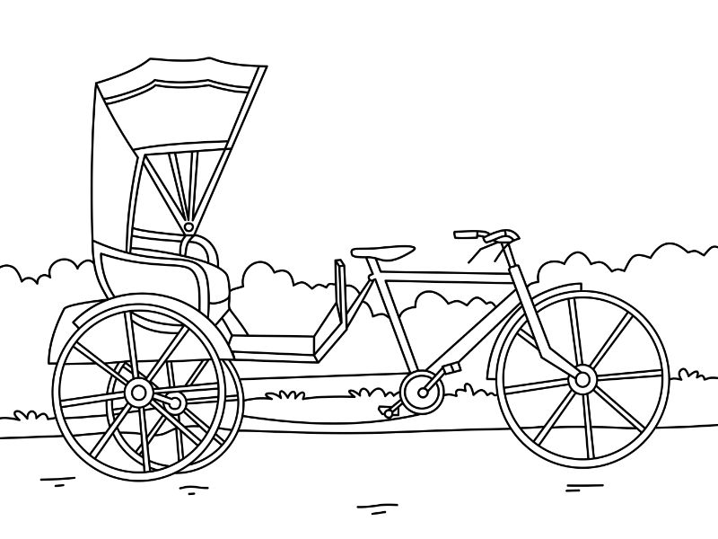 Cycle Rickshaw Coloring Page
