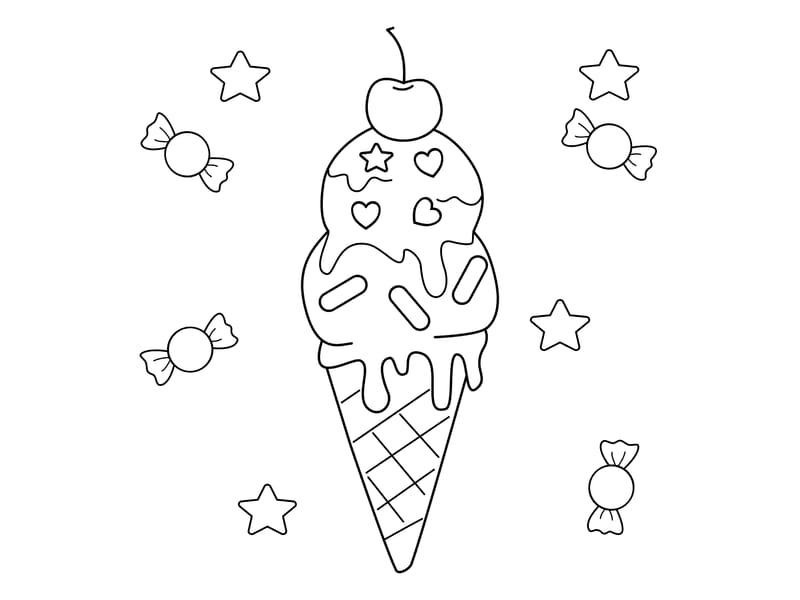 Ice Cream Cone Coloring Page