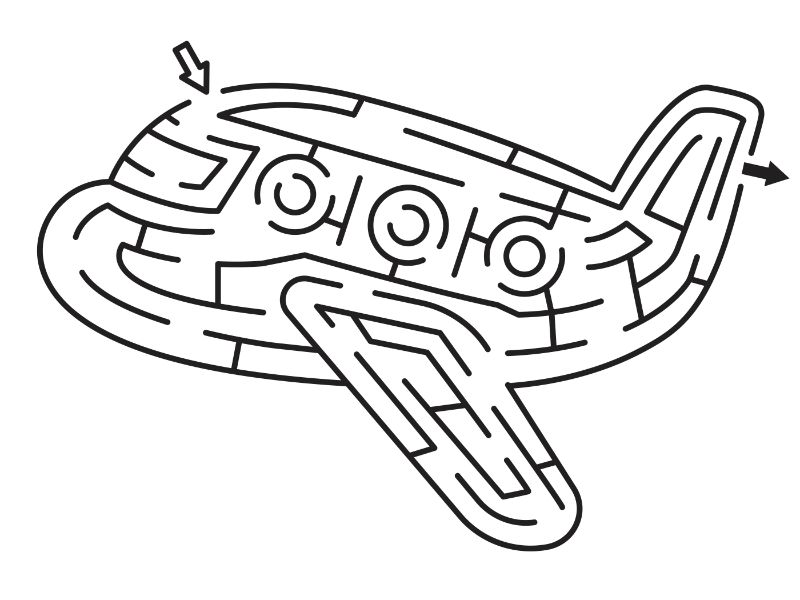 Maze Airplane Coloring Page