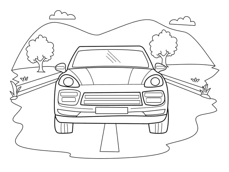 Car Front Facing Coloring Page