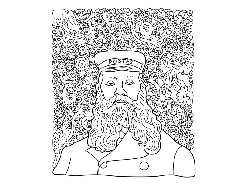 Van Gogh - Portrait of Postman Joseph Roulin Coloring Page