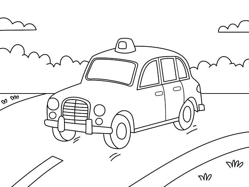 Black Taxi Cab Coloring Page