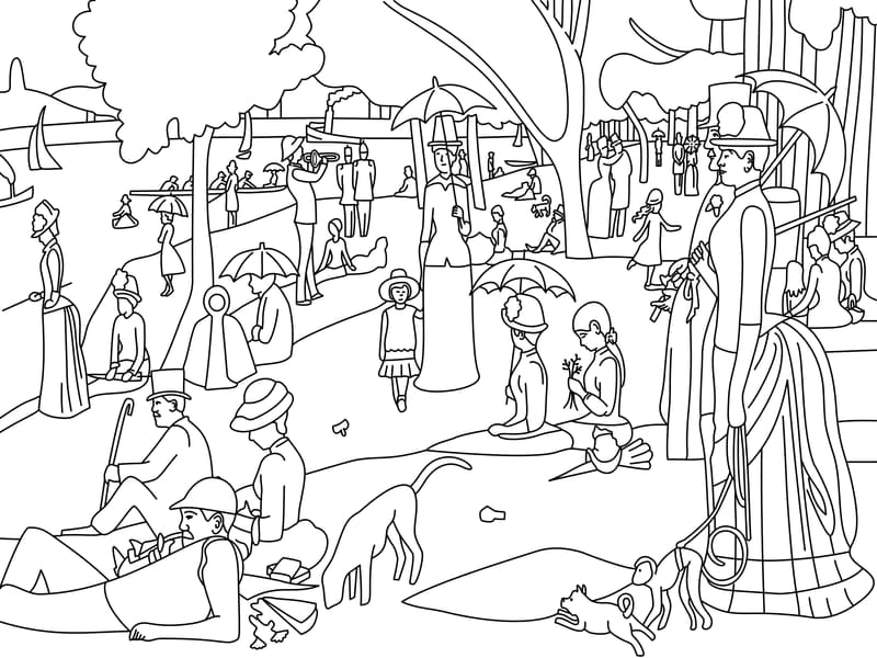 Seurat - A Sunday on La Grande Jatte Coloring Page