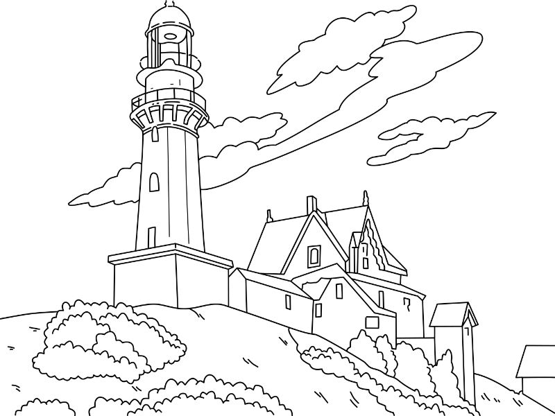 Edward Hopper: The Lighthouse at Two Lights Coloring Page