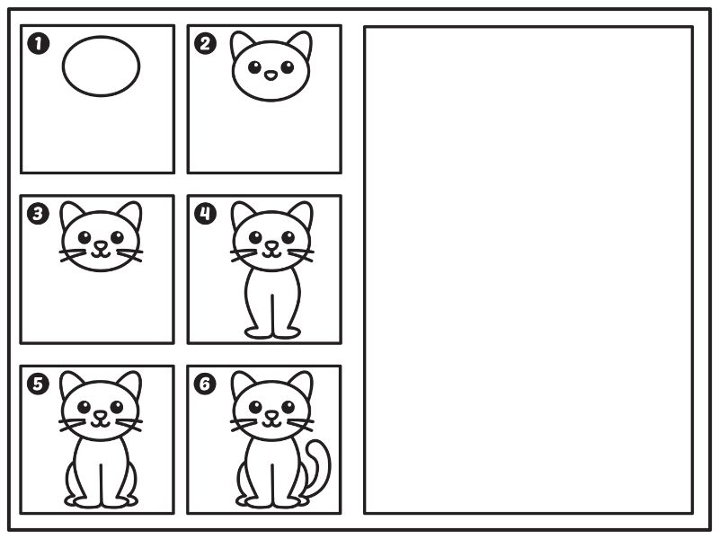 Learn to Draw a Cat Coloring Page