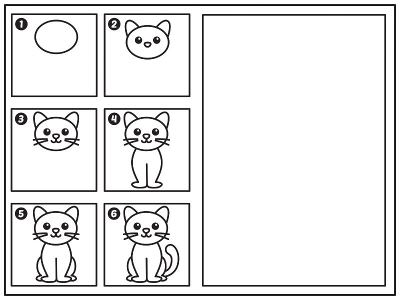 Learn to Draw a Cat Coloring Page