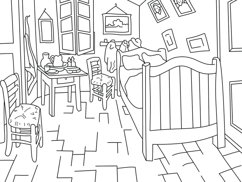 Van Gogh - Bedroom in Arles Coloring Page