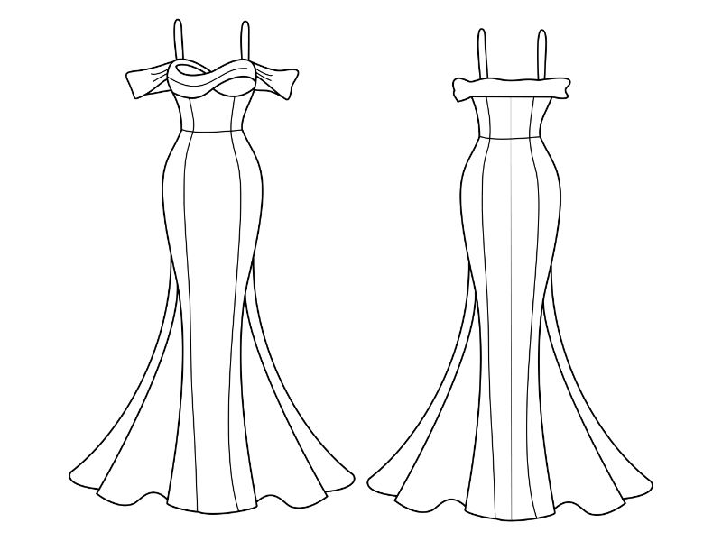 Formal Gown Coloring Page