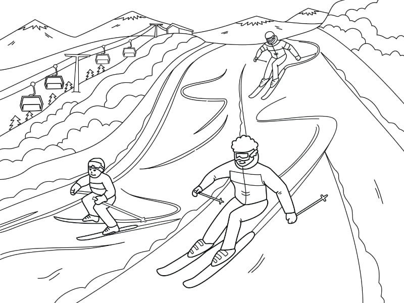 Downhill Skiing Coloring Page