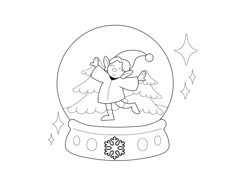 Snowglobe Coloring Page