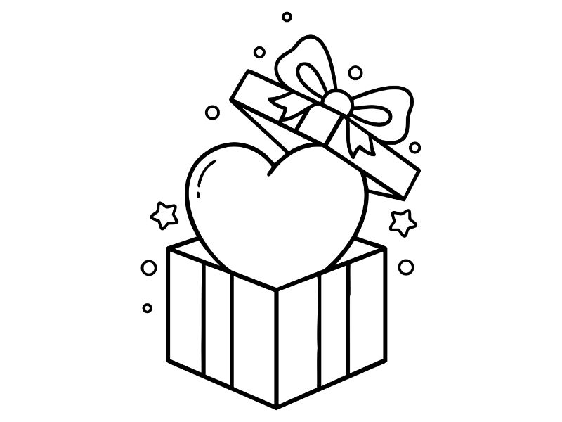 Heart Gift Coloring Page