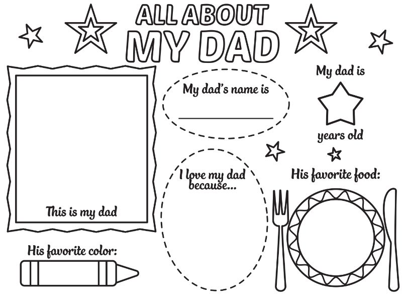 All About Dad Coloring Page