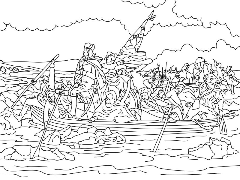 Emanuel Leutz: Washington Crossing the Delaware Coloring Page