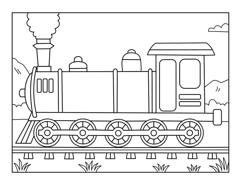Steam Train Coloring Page