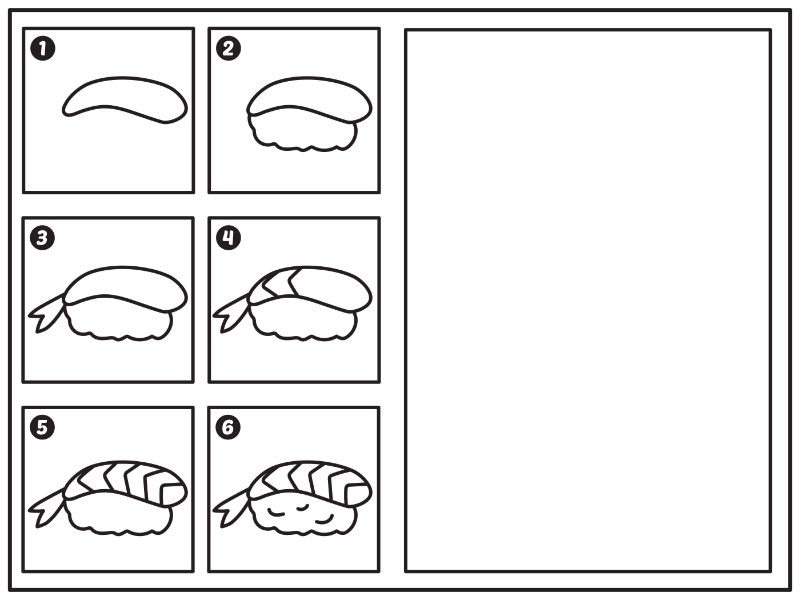 How to draw Ebi Nigiri Coloring Page