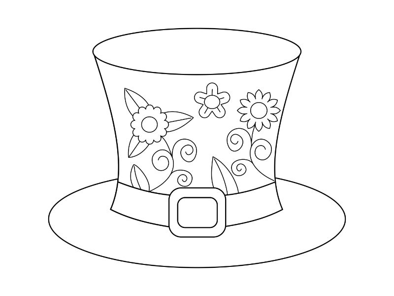 Floral Top Hat Coloring Page