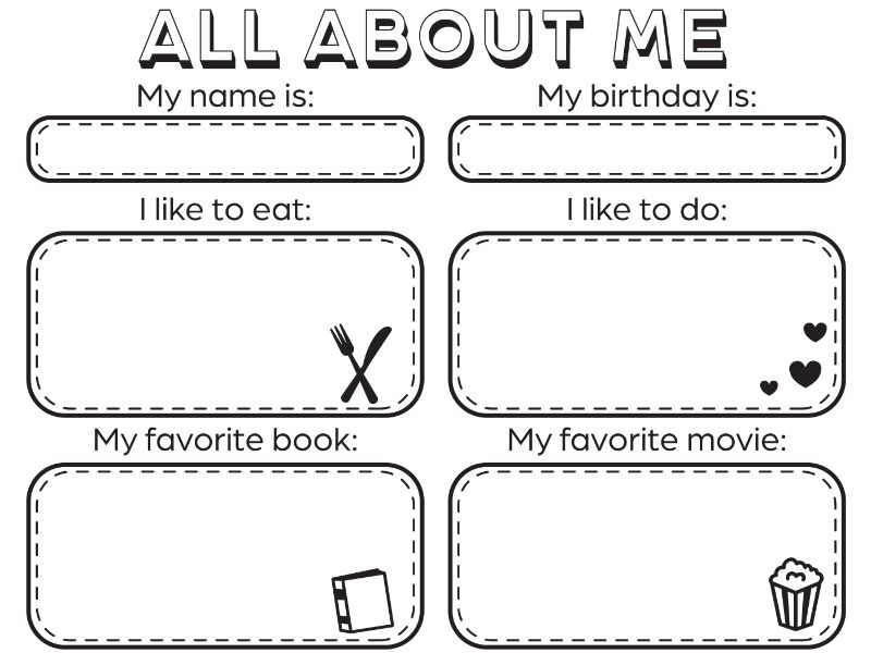 All About Me Coloring Page