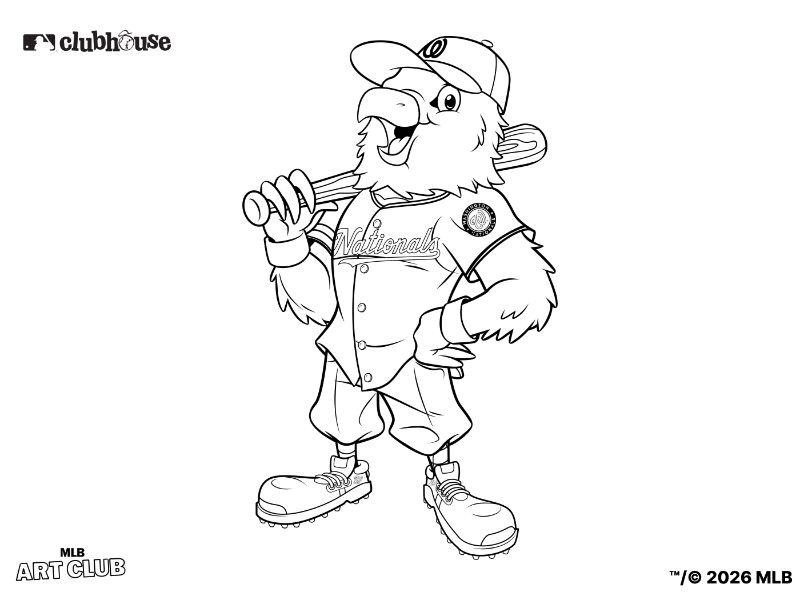 Washington Nationals Screech Coloring Page