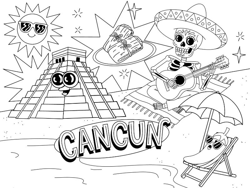 Cancun Coloring Page