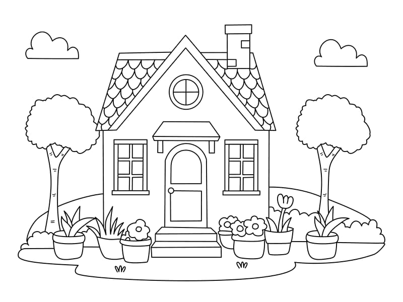House Coloring Page