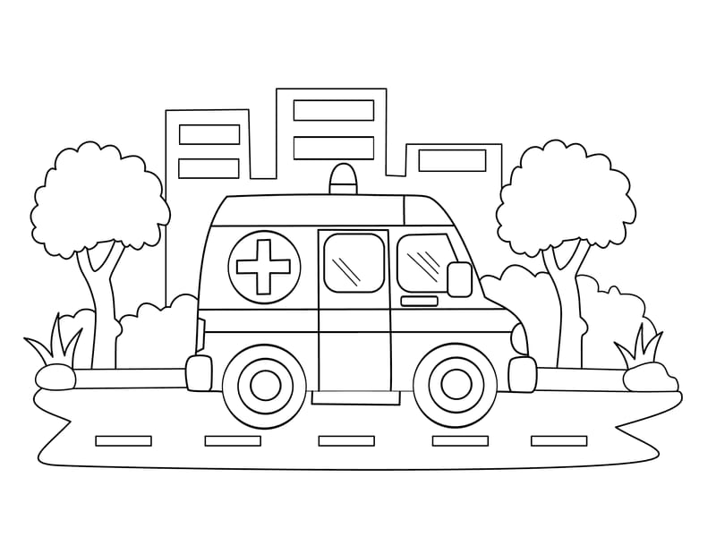 Ambulance Coloring Page
