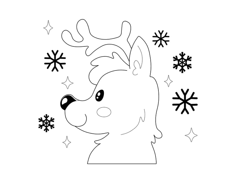 Snowy Reindeer Coloring Page