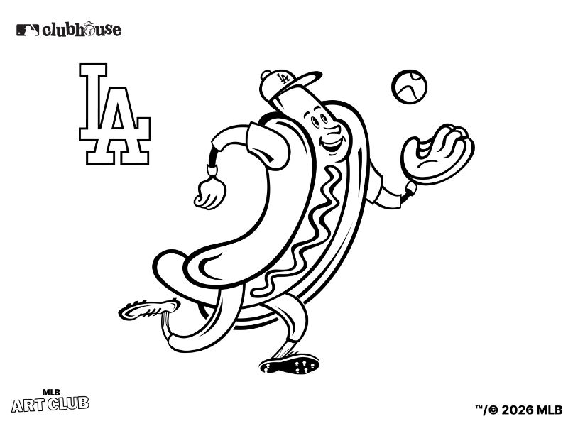 Los Angeles Dodgers Dodger Dog Coloring Page