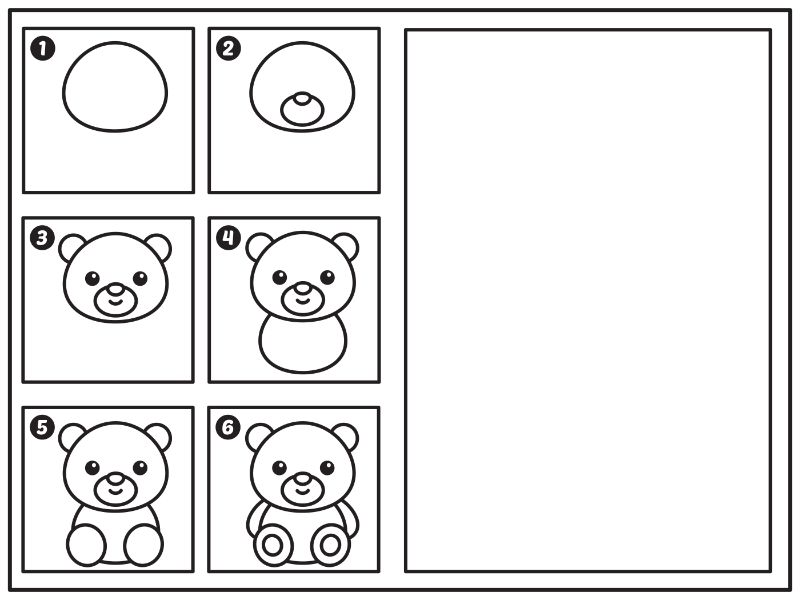 Learn to Draw a Teddy Bear Coloring Page