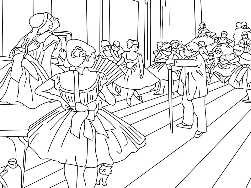 Degas - The Dance Class Coloring Page