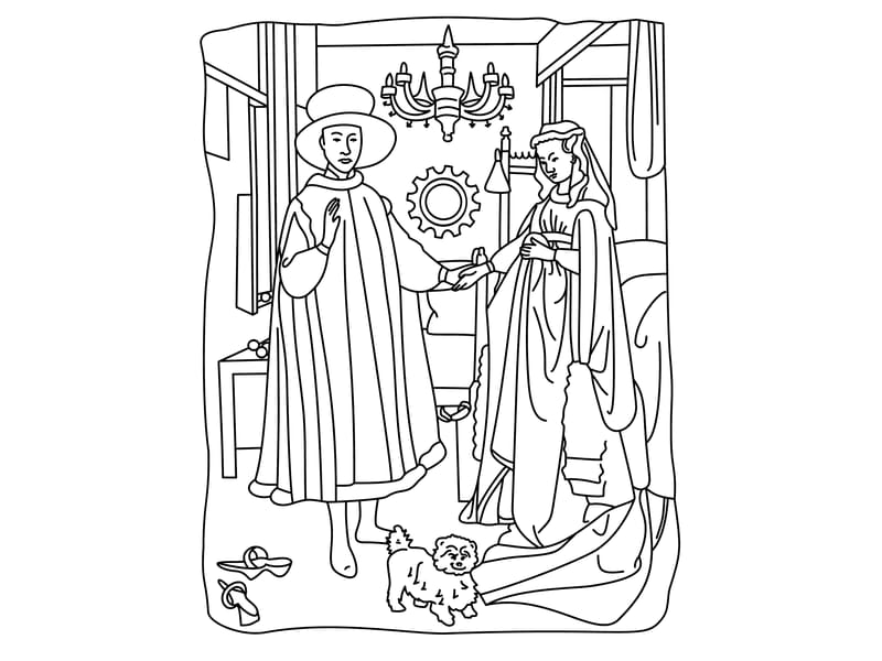 Van Eyck - The Arnolfini Portrait Coloring Page