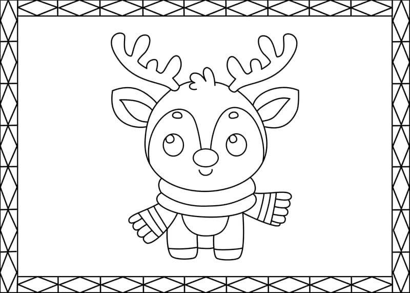 Card Deer Coloring Page