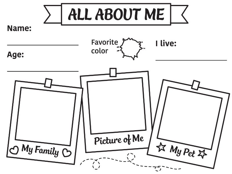 All About Me Coloring Page
