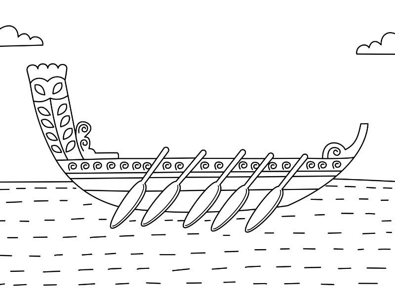 Waka Canoe Coloring Page