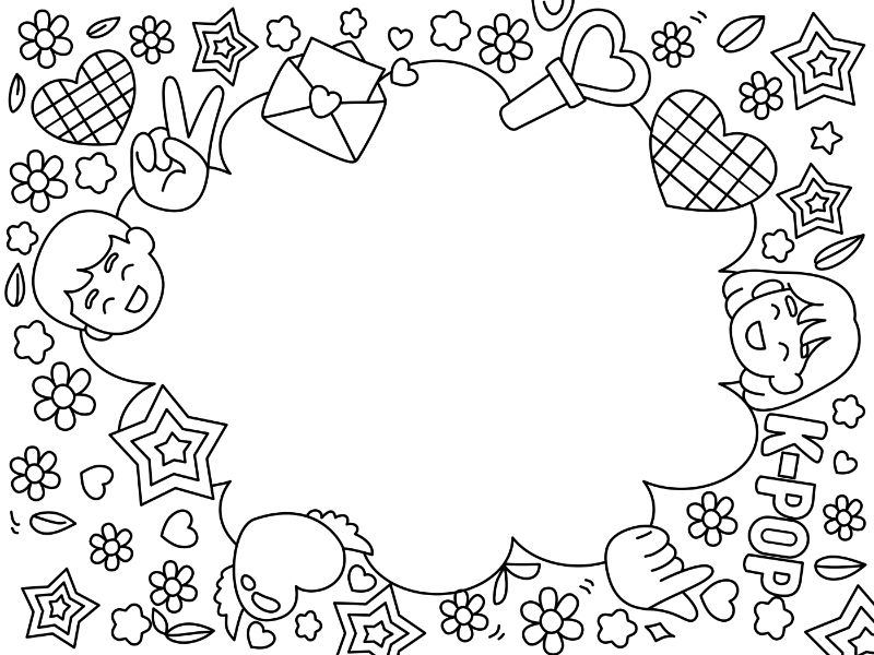 KPOP Photo Frames Coloring Page