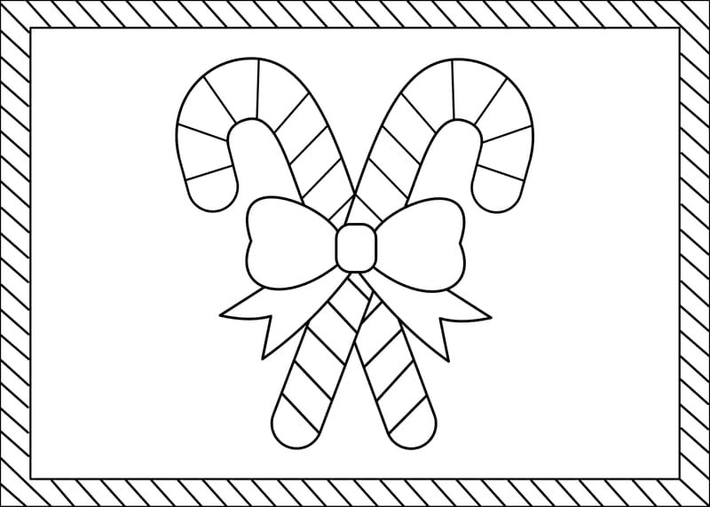 Card Candycane Coloring Page