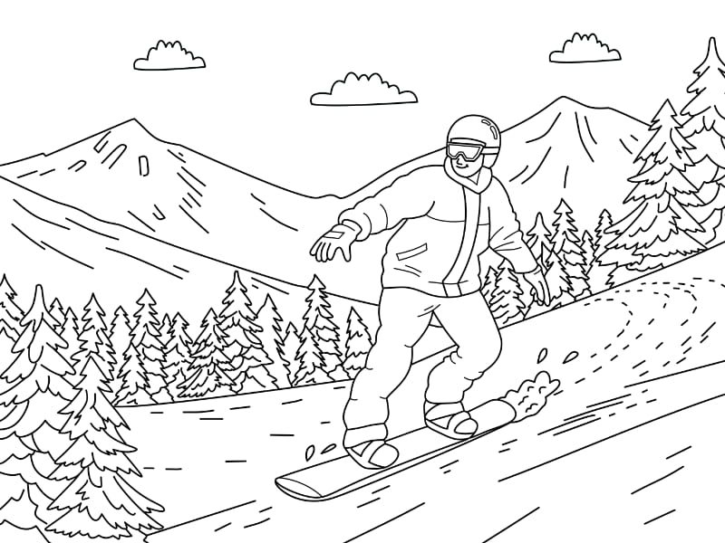 Snowboard Coloring Page