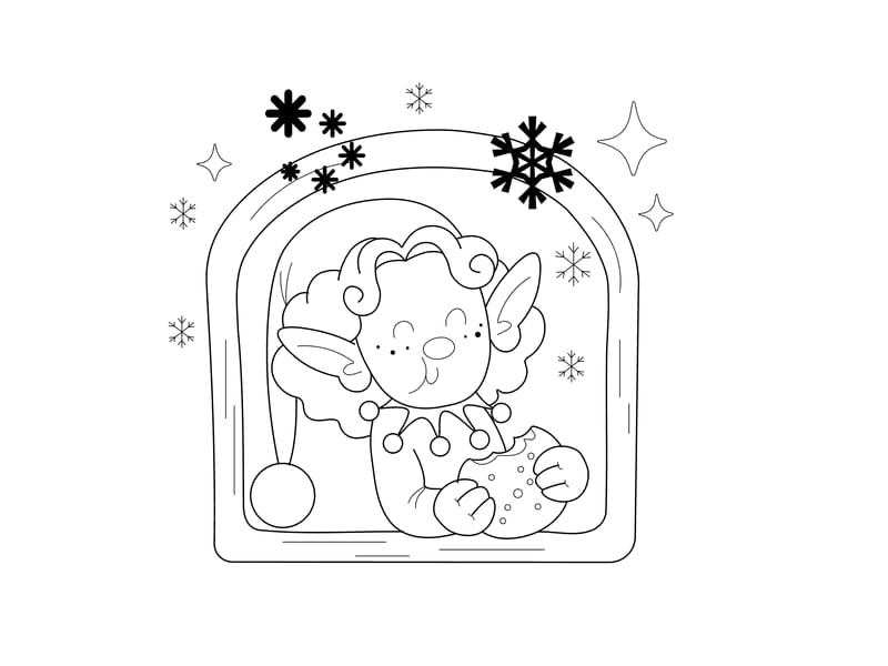 Elf Cookie Coloring Page