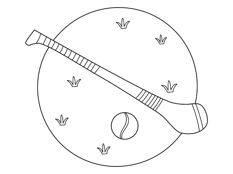 Hurling Stick and Sliotar Coloring Page