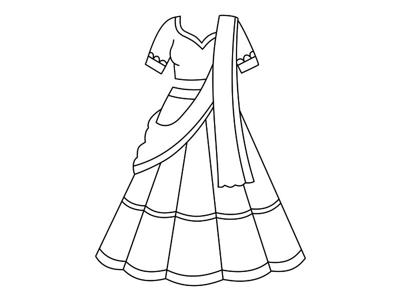 Lehenga Choli Coloring Page