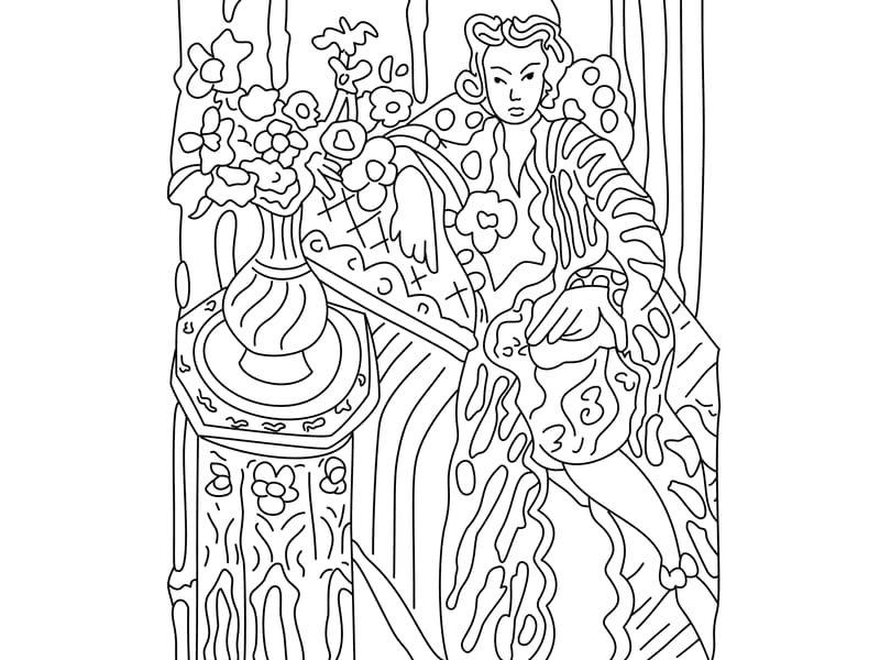 Matisse - Odalisque in a Persian Dress Coloring Page