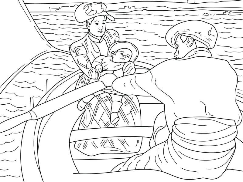 Cassatt - The Boating Party Coloring Page