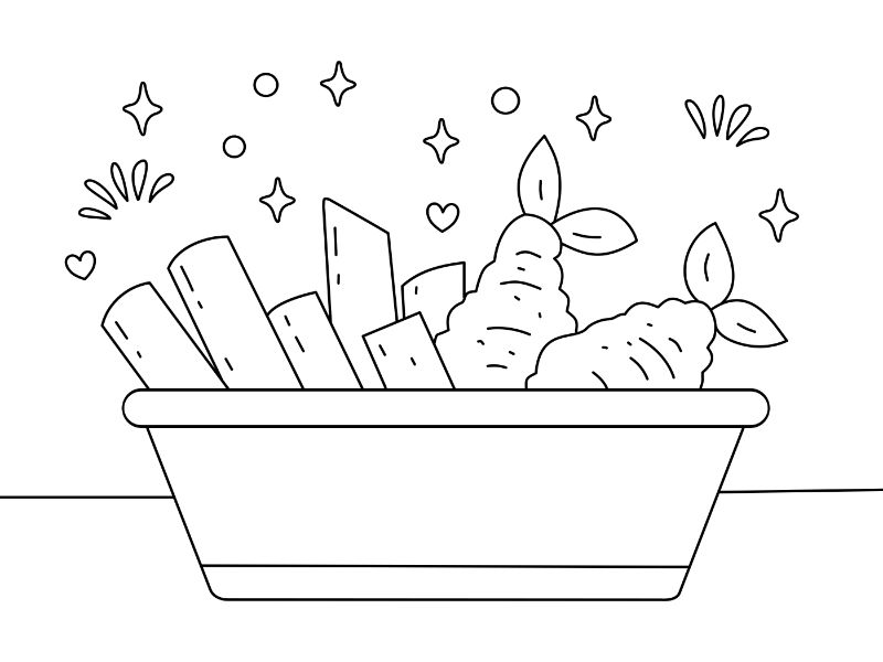 Fish and Chips Coloring Page